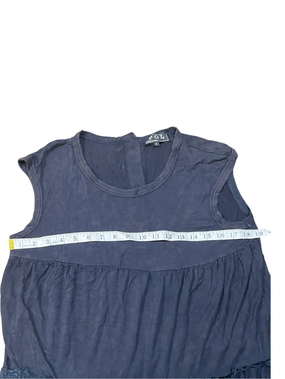 🆕 POL - Button Back Lace Trim Maxi Dress -  Navy - NIB - Picture 6 of 7
